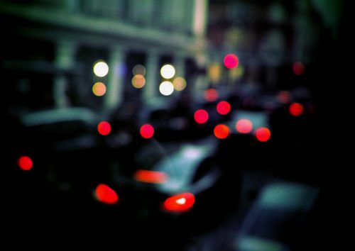Cars on the street night lights