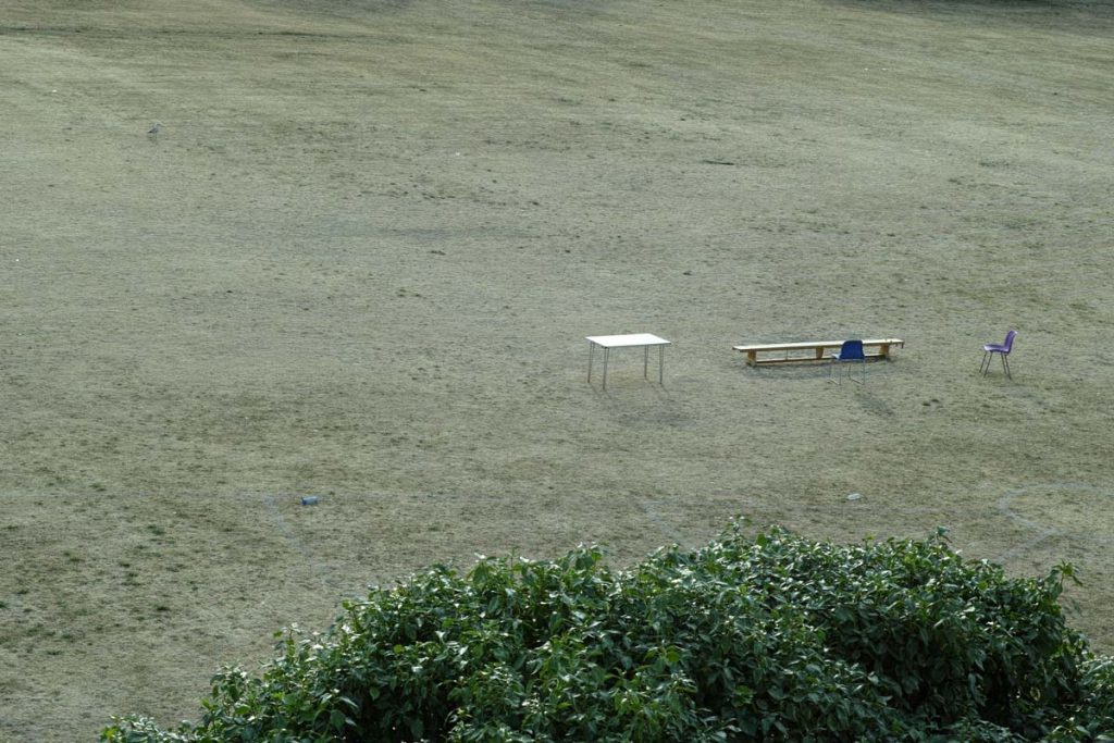 Field with table and chair